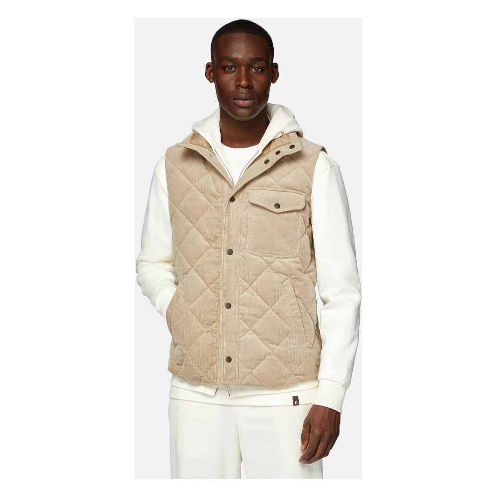 Boggi Milano Gewatteerd katoenen fluwelen vest Beige Heren