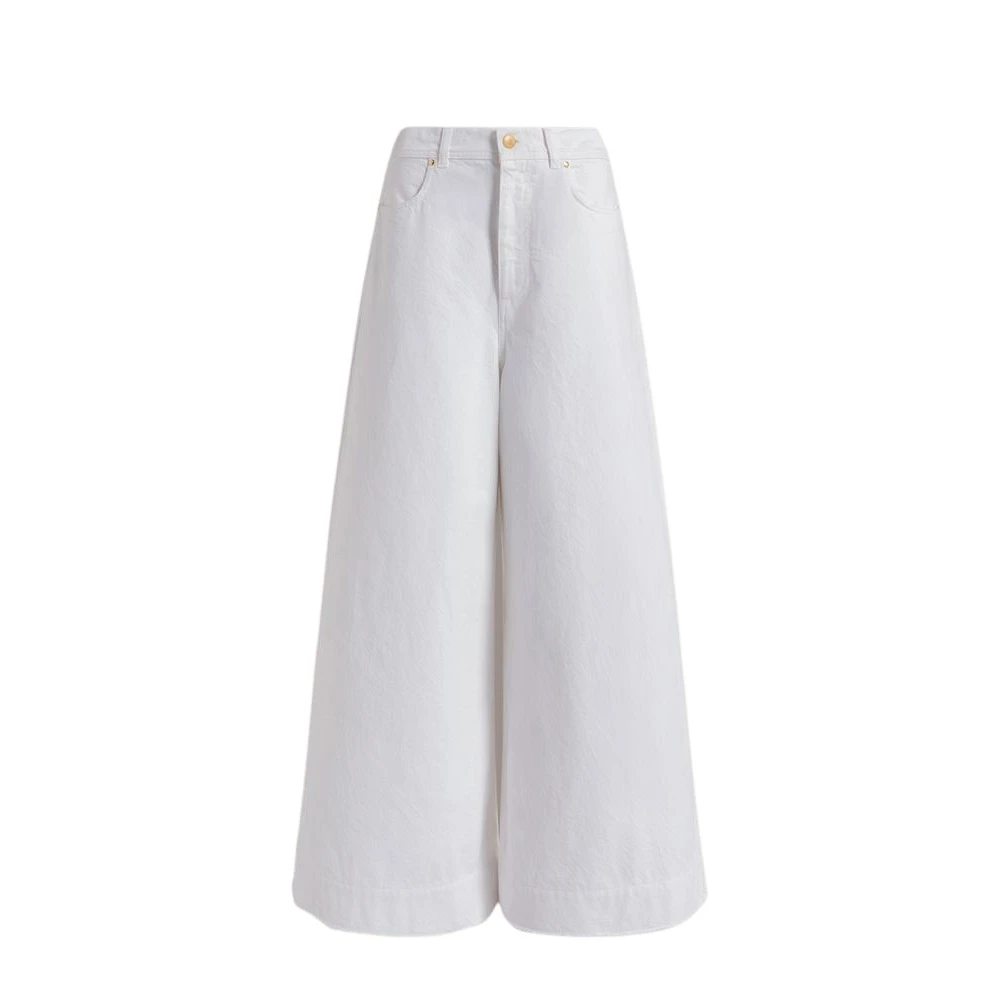 Alberta Ferretti Women's White Wide Jeans, L, Wide-Leg Denim Trousers