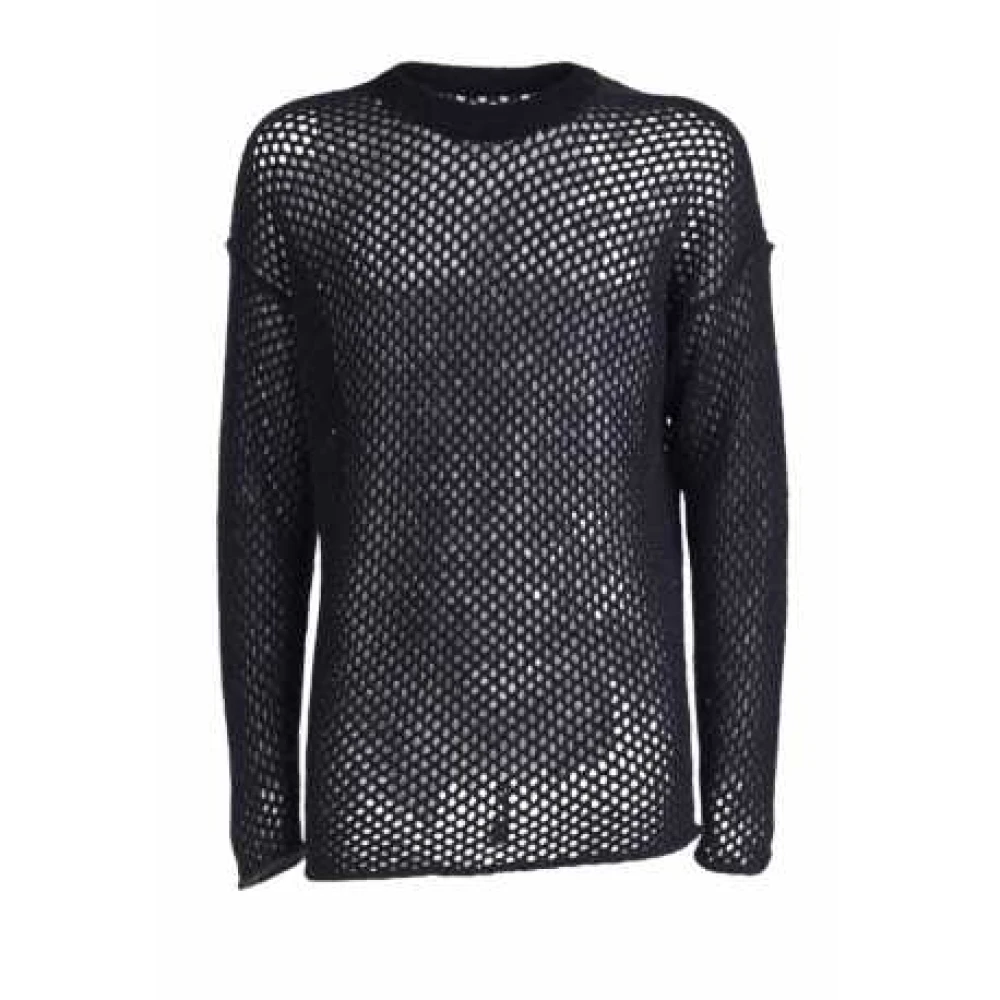 Isabel Benenato Zwarte Oversized Mesh Gebreide Trui Black Heren