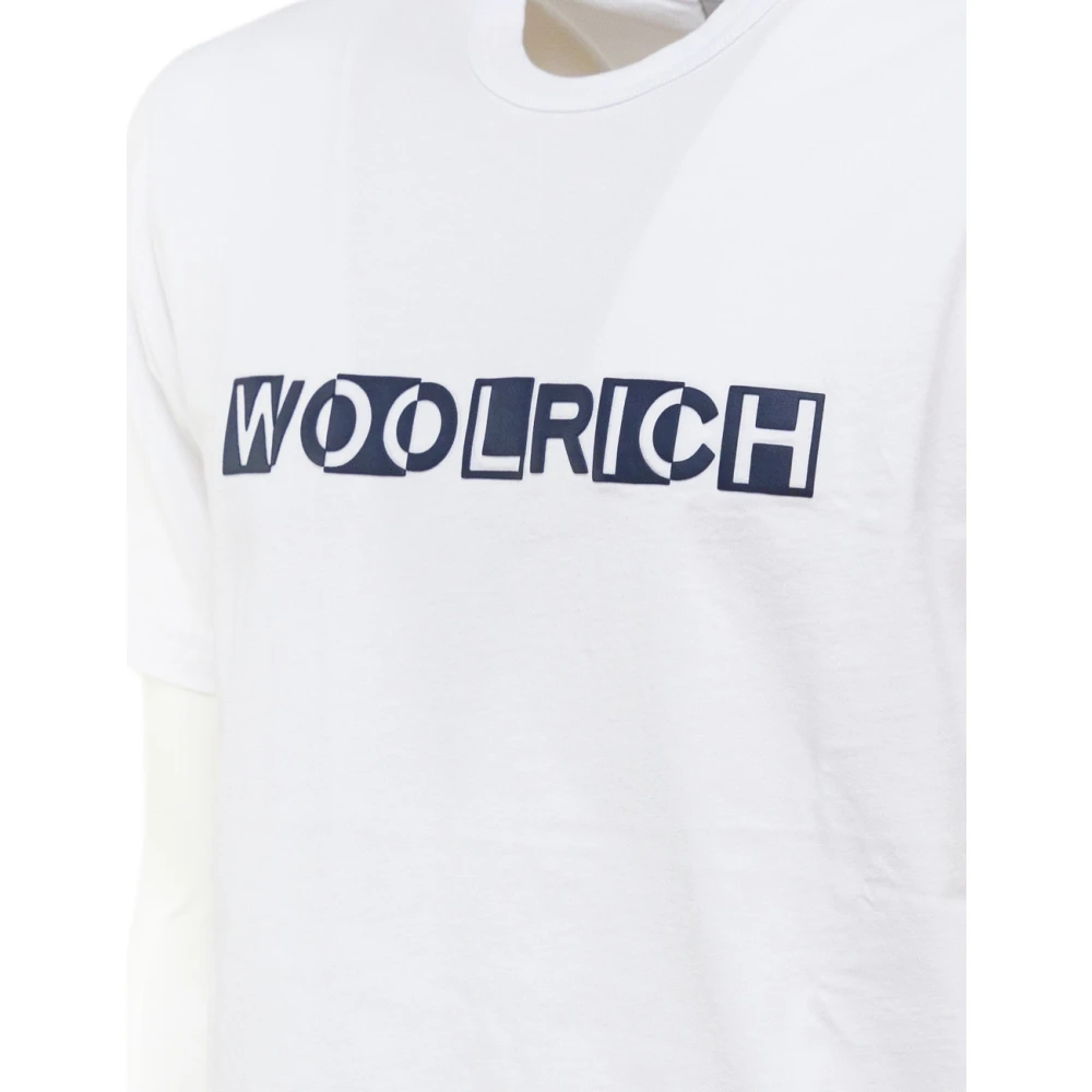 Woolrich Heren Crew Neck Sweater met Ingelegd Logo White Heren