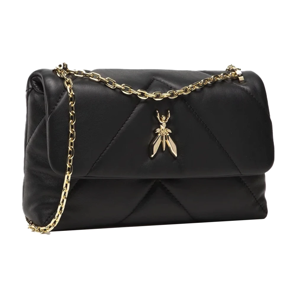 PATRIZIA PEPE Zwarte Crossbody Tas met Drukknoopsluiting Black Dames