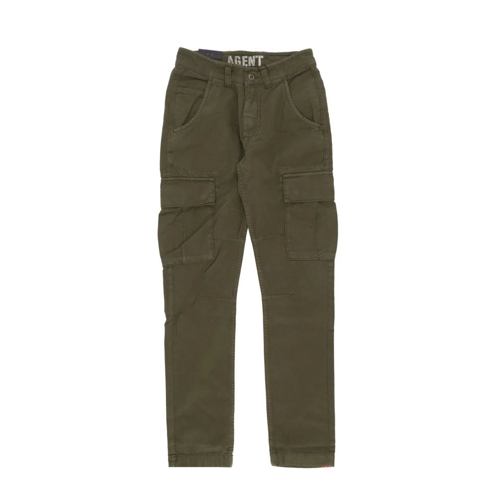 Alpha Industries Men's Green Dark Olive Cargo Trousers - Slim-Fit Trousers - W28 - Trousers