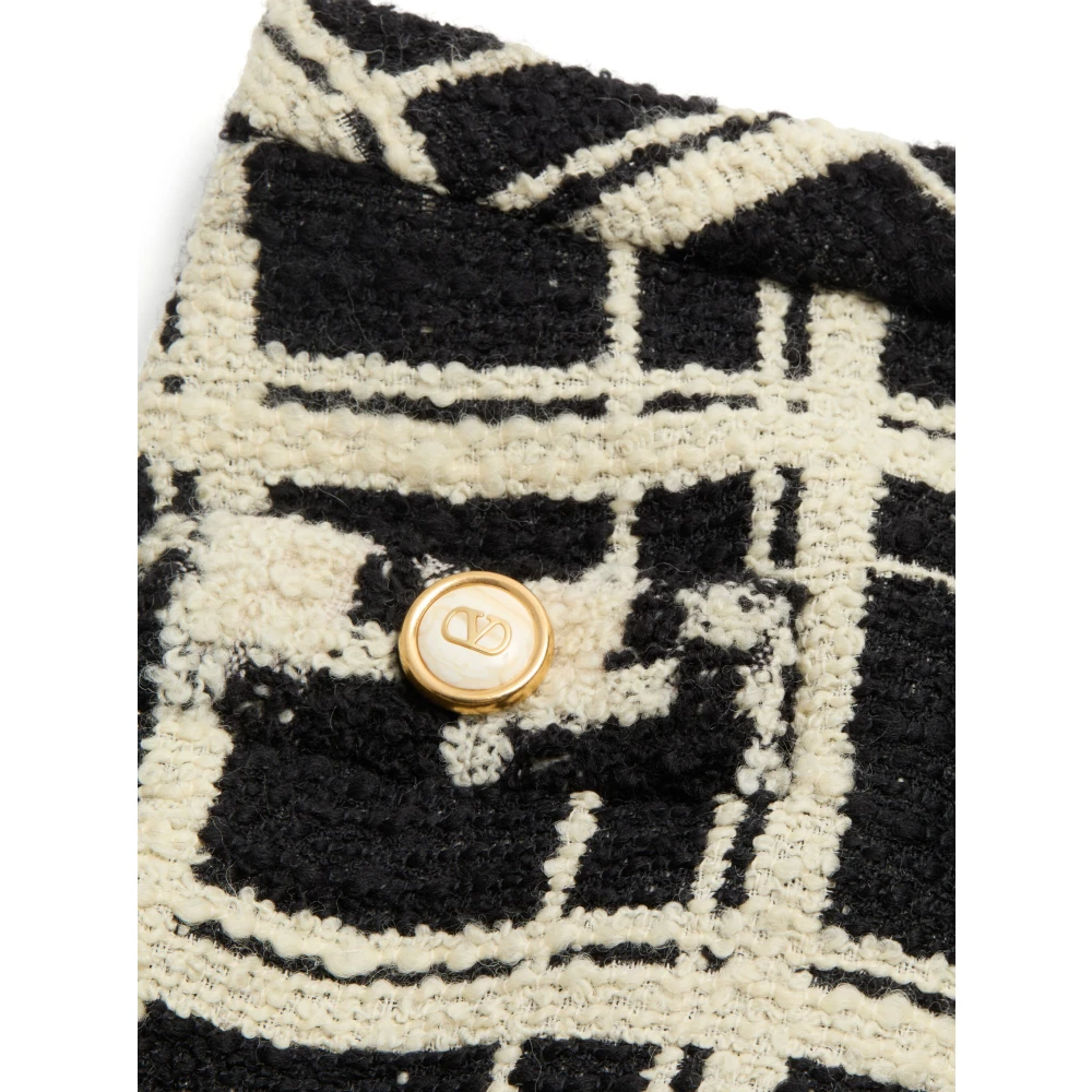Valentino Garavani Zwarte Houndstooth Rok met VLogo Detail Black Dames