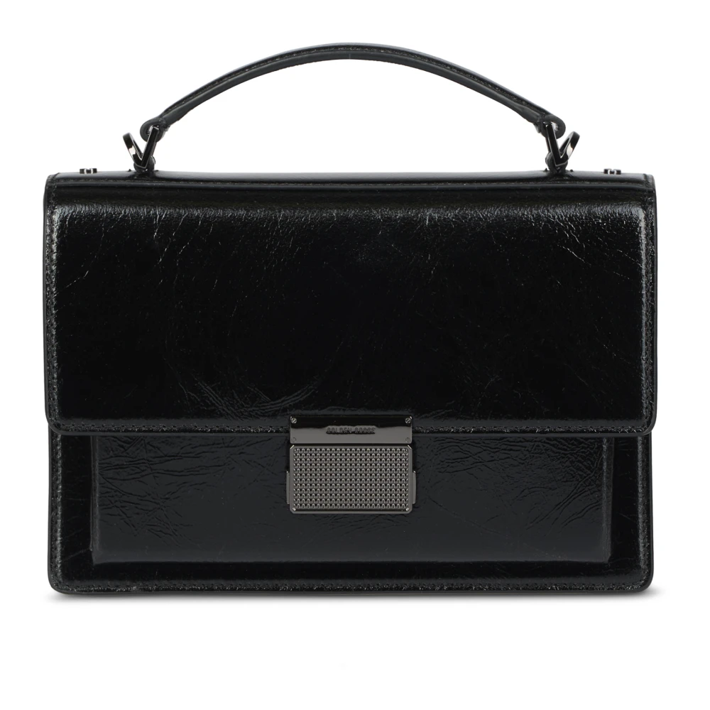 Golden Goose Glanzende Golvende Leren Venezia Tas Black Dames