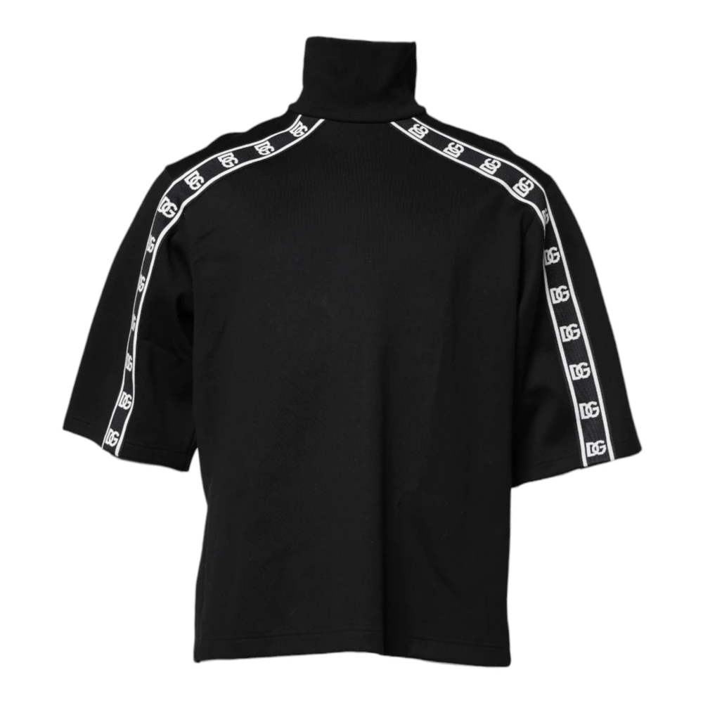 Dolce & Gabbana Black Cotton DG Print Turtleneck T-shirt - IT50 | L - Image 2