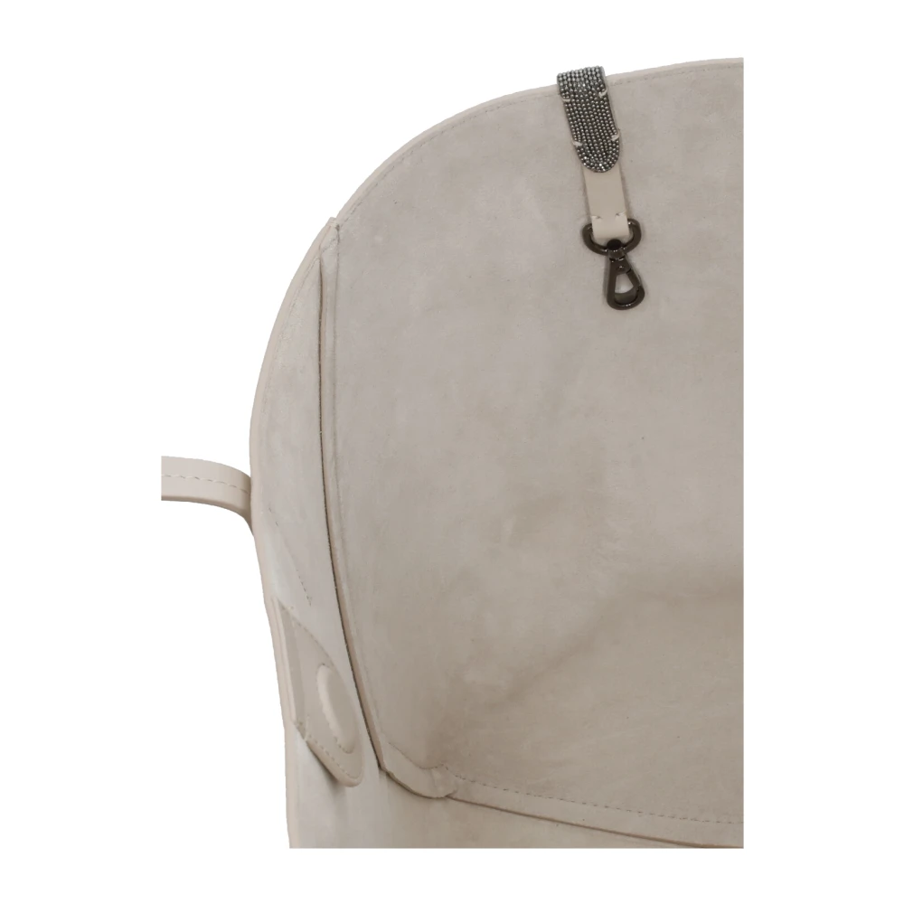 BRUNELLO CUCINELLI Ivoor Leren Schoudertas met Messing Details Beige Dames