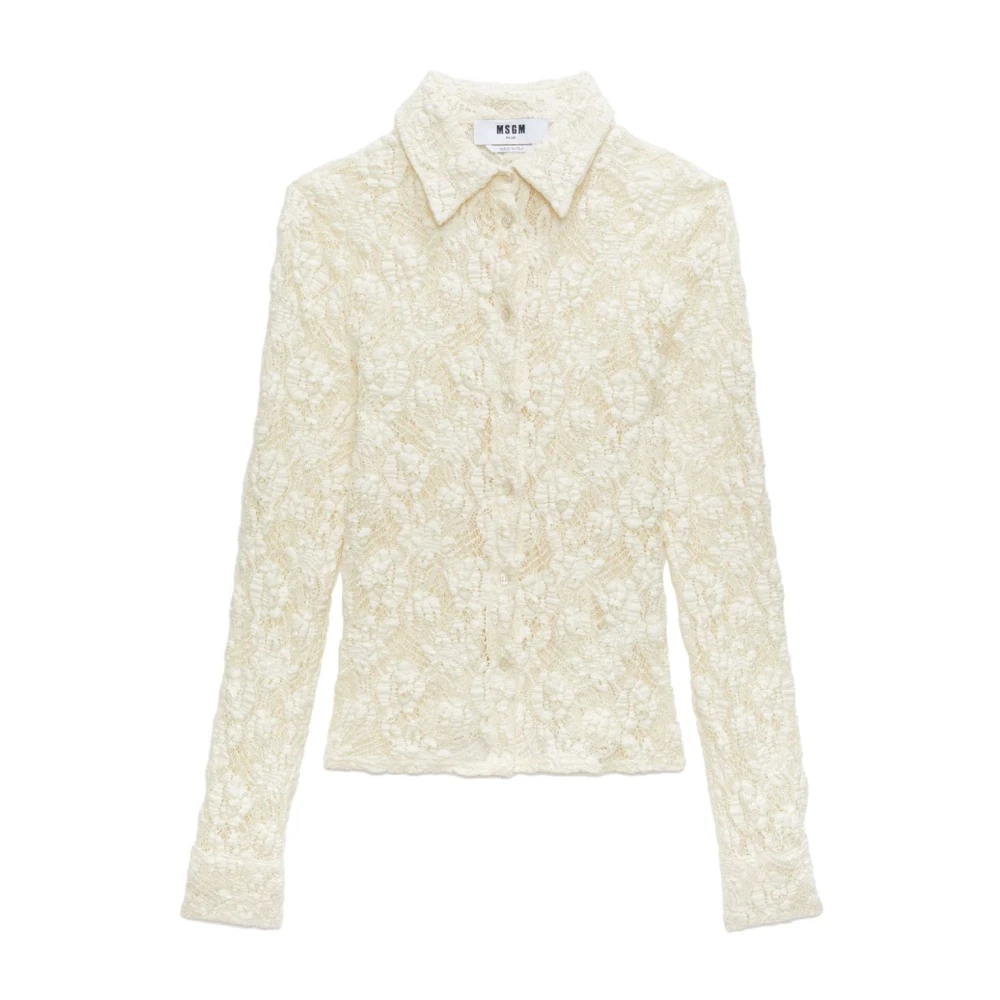 Msgm Witte Bloemenkant Shirt White Dames