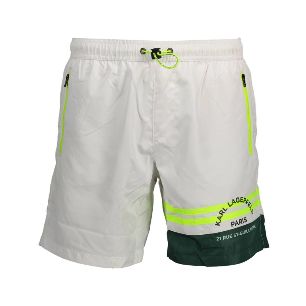 Karl Lagerfeld Men's White Beachwear, S, Medium Swim Boxer