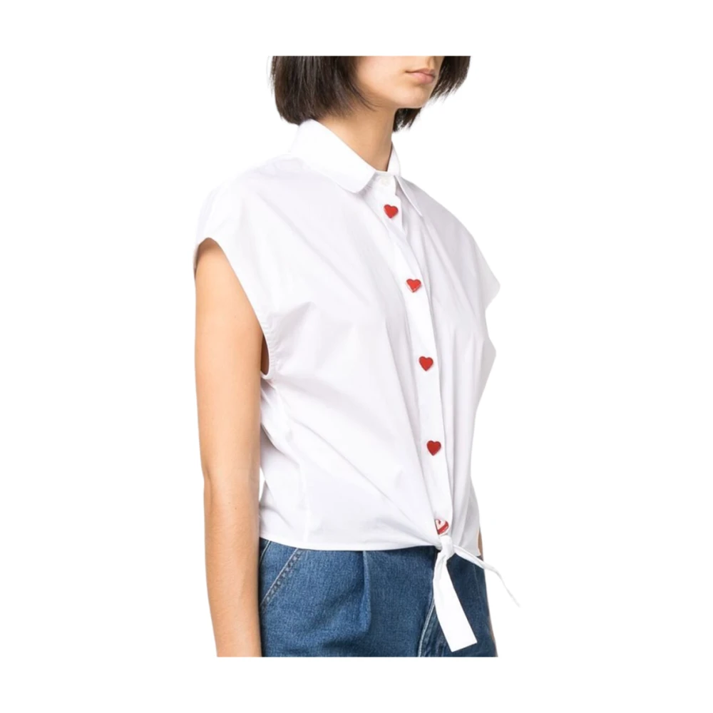 Love Moschino Hartknoop Mouwloze Shirt White Dames