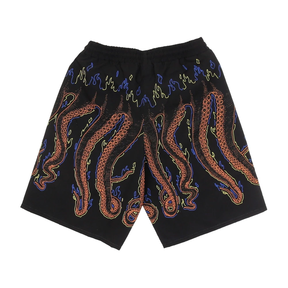 Octopus Zwarte Boardshorts met print Multicolor Heren