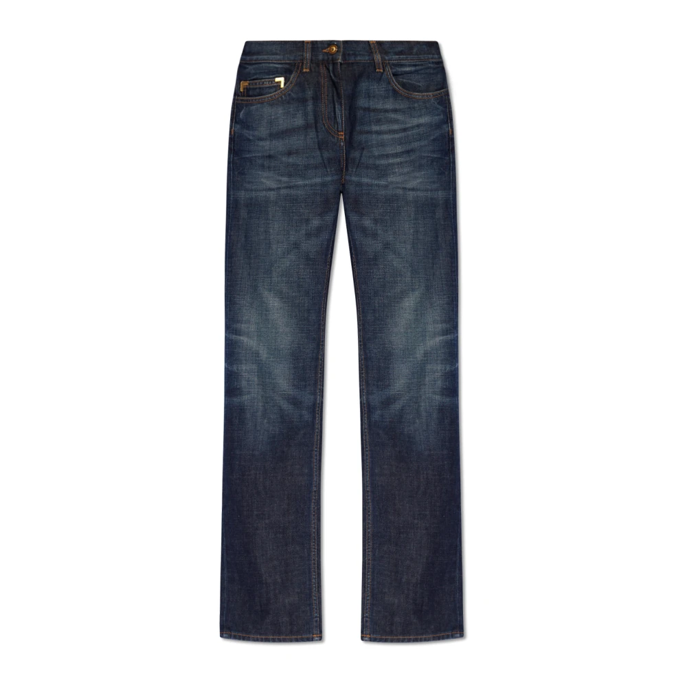 Palm Angels Women's Blue Jeans With Straight Legs - Straight Fit Jeans - W26 - Jeans