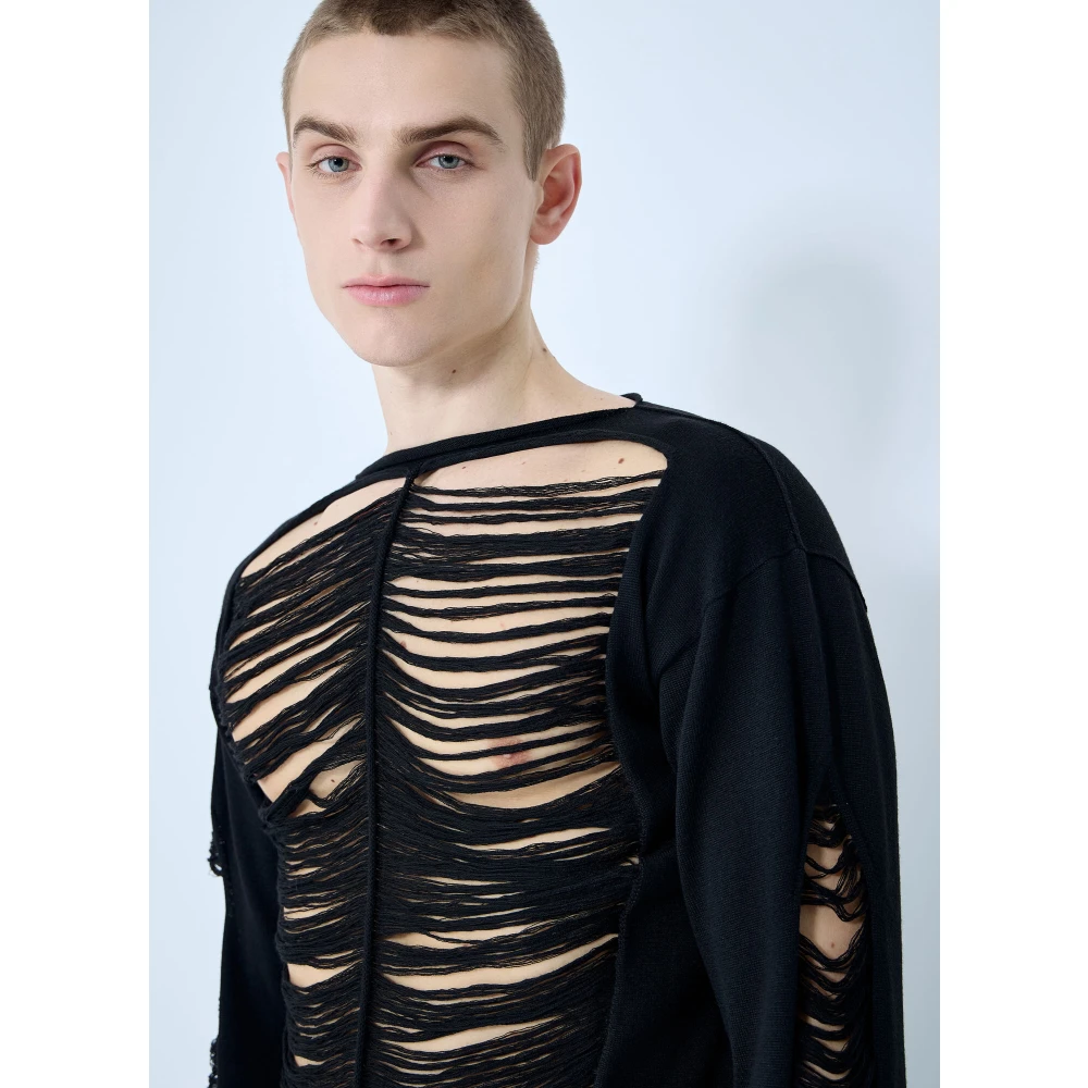 Rick Owens Gebreide Crewneck Sweater Black Heren