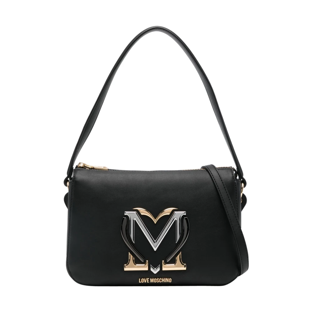 Love Moschino Zwarte schoudertas met logoplaquette Black Dames