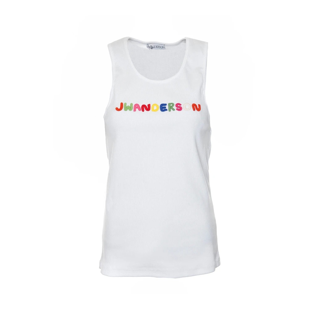JW Anderson Kleurrijk Logo Tanktop Unisex Regular Fit White Dames