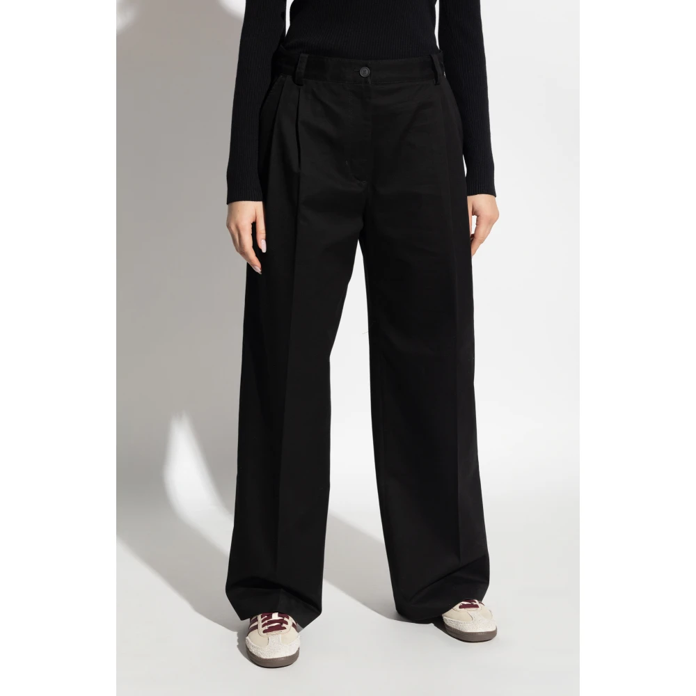 Maison Kitsuné Wijde geplooide broek Black Dames