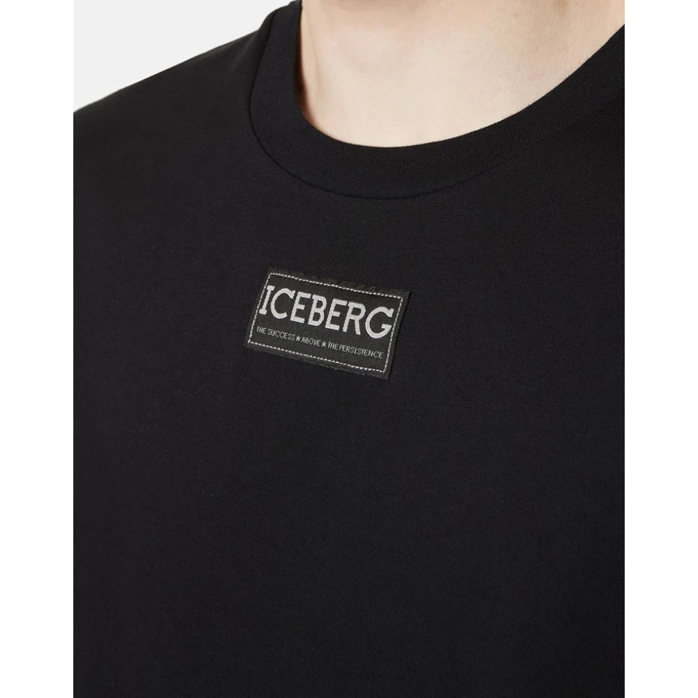 Iceberg Kortemouw T-shirt van katoenen jersey Black Heren
