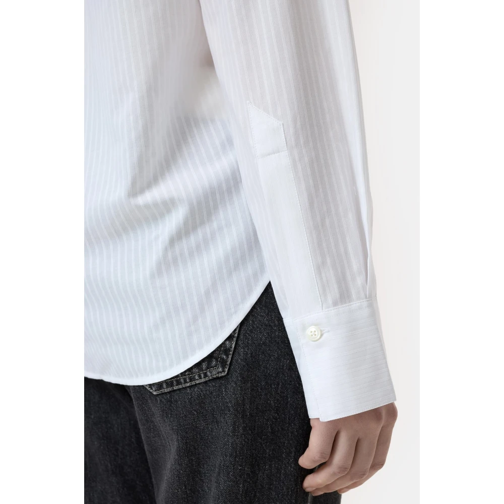 closed Gestreepte Katoenen Gauze Blouse White Dames