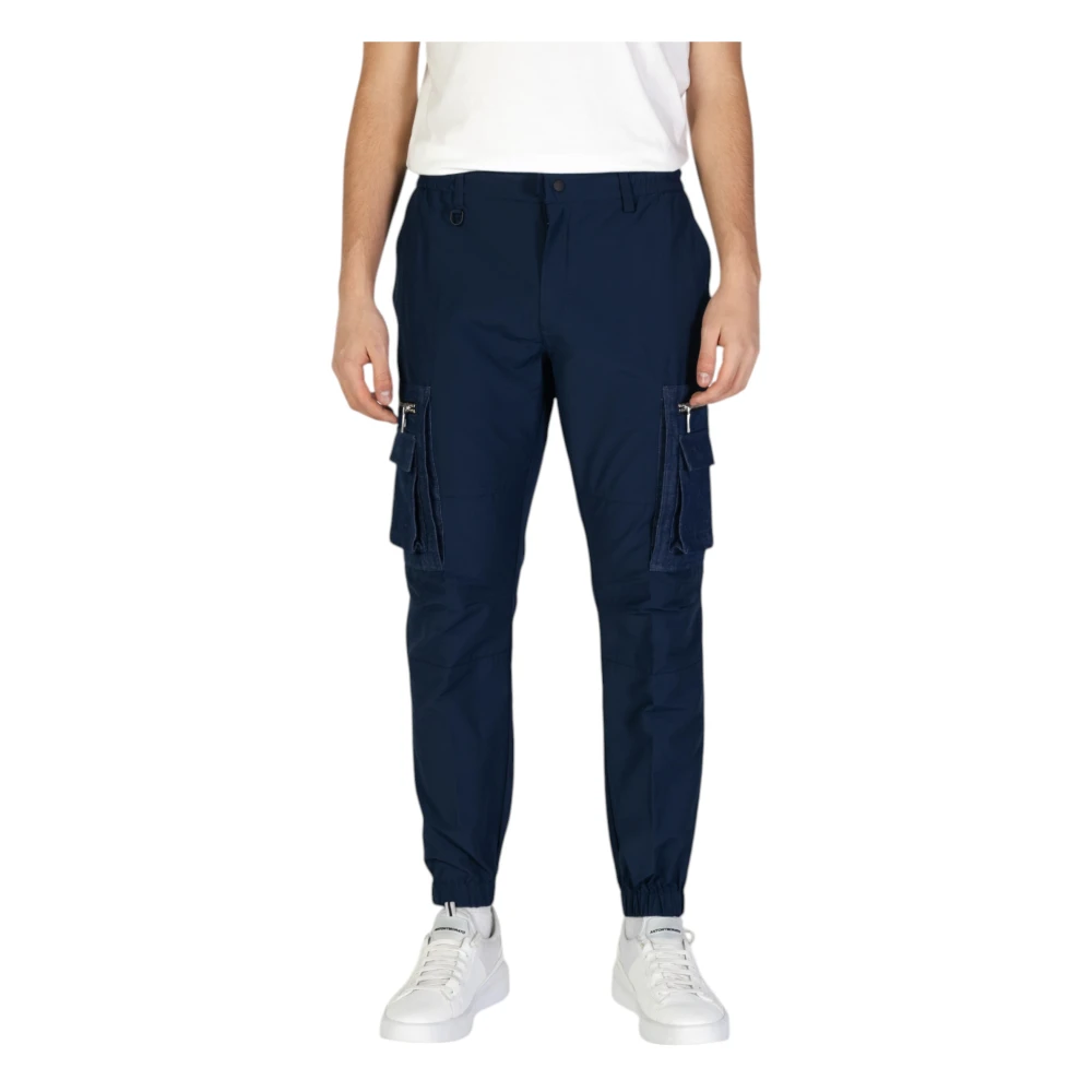 Antony Morato Blauwe effen broek met ritssluiting Blue Heren