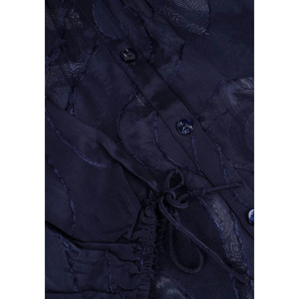 Pom Amsterdam Midnight Blue Jacquard Blouse Blue Dames