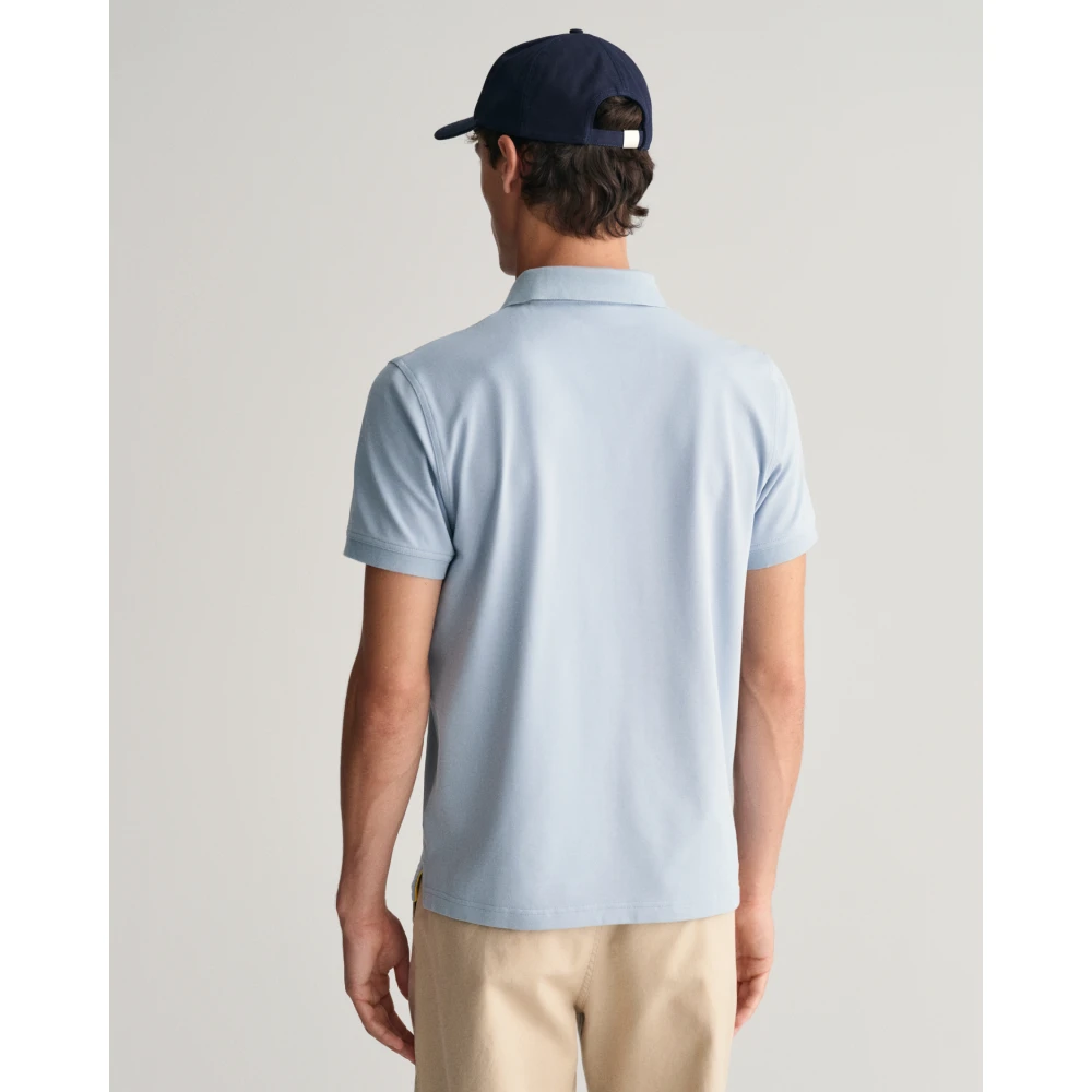 Gant Contrast Piqué Polo Shirt Blue Heren