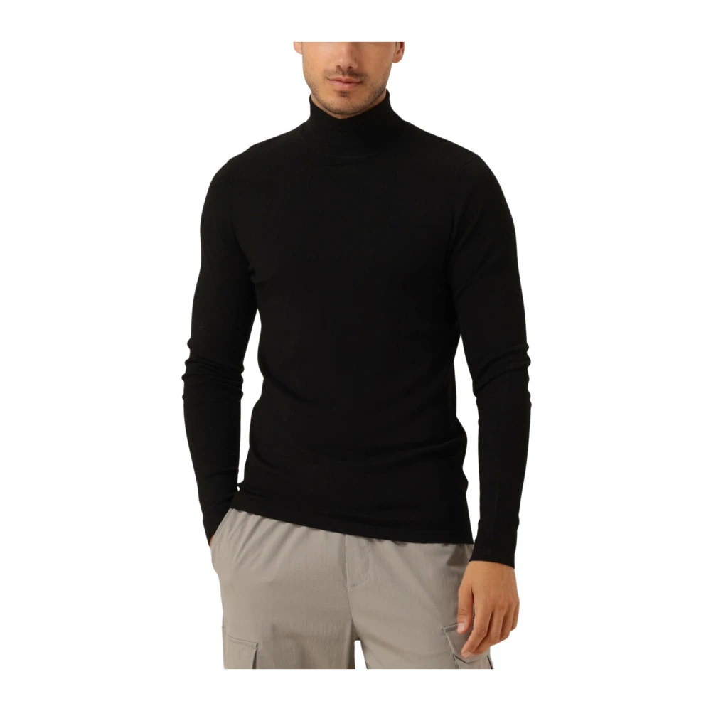 Pure Path Essentiële Gebreide Coltrui Sweater Black Heren