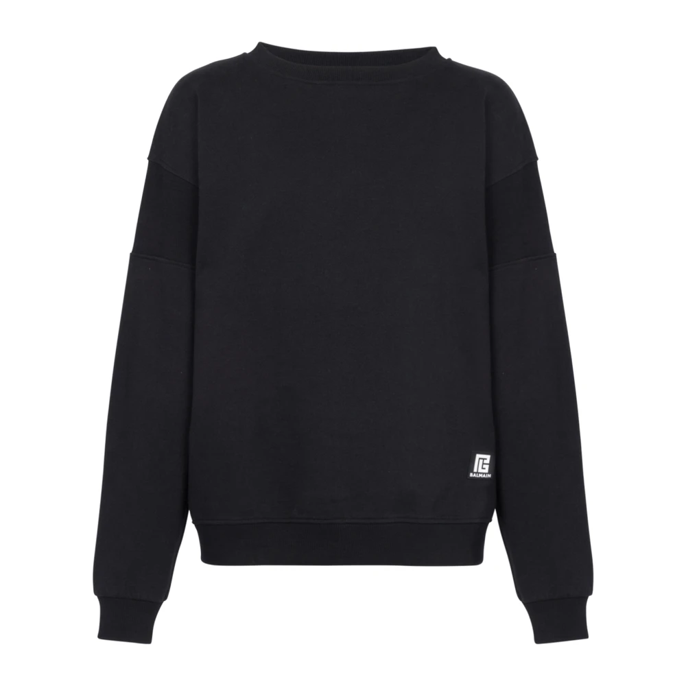 Balmain Black Eco-Designed Cotton Sweatshirt With Logo Print - Male - Sweatshirts - M - Sweatshirts & Hoodies