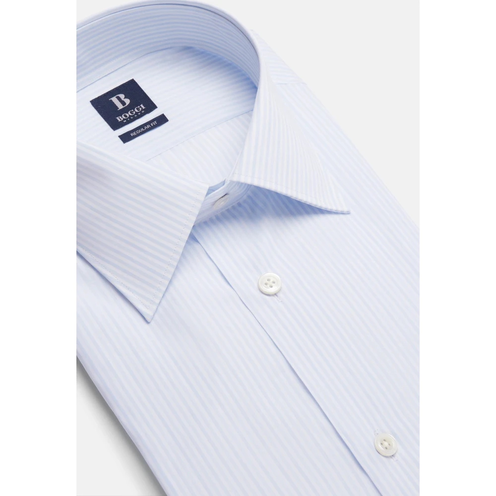 Boggi Milano Regular Fit gestreept katoenen overhemd Blue Heren