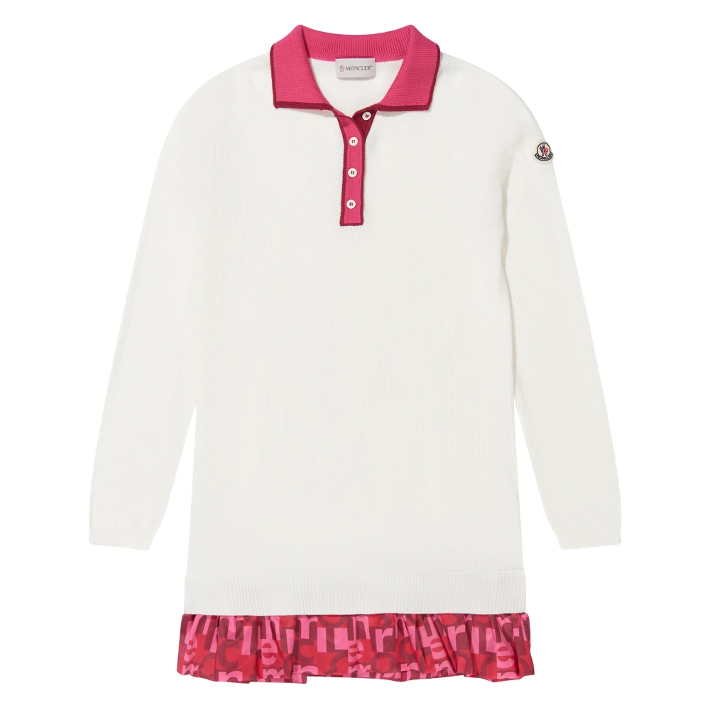 Moncler Long Sleeve Polo Dress - Female - Dresses - White - 12 Y - Kids