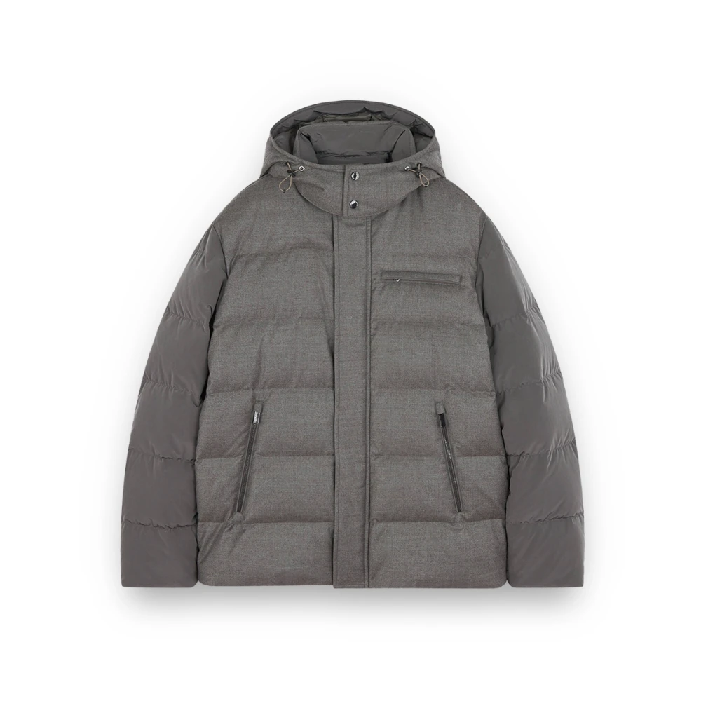 Paul & Shark Gray Luxurious Wool Silk Puffer Jacket - Male - Down Jackets - L - Jackets