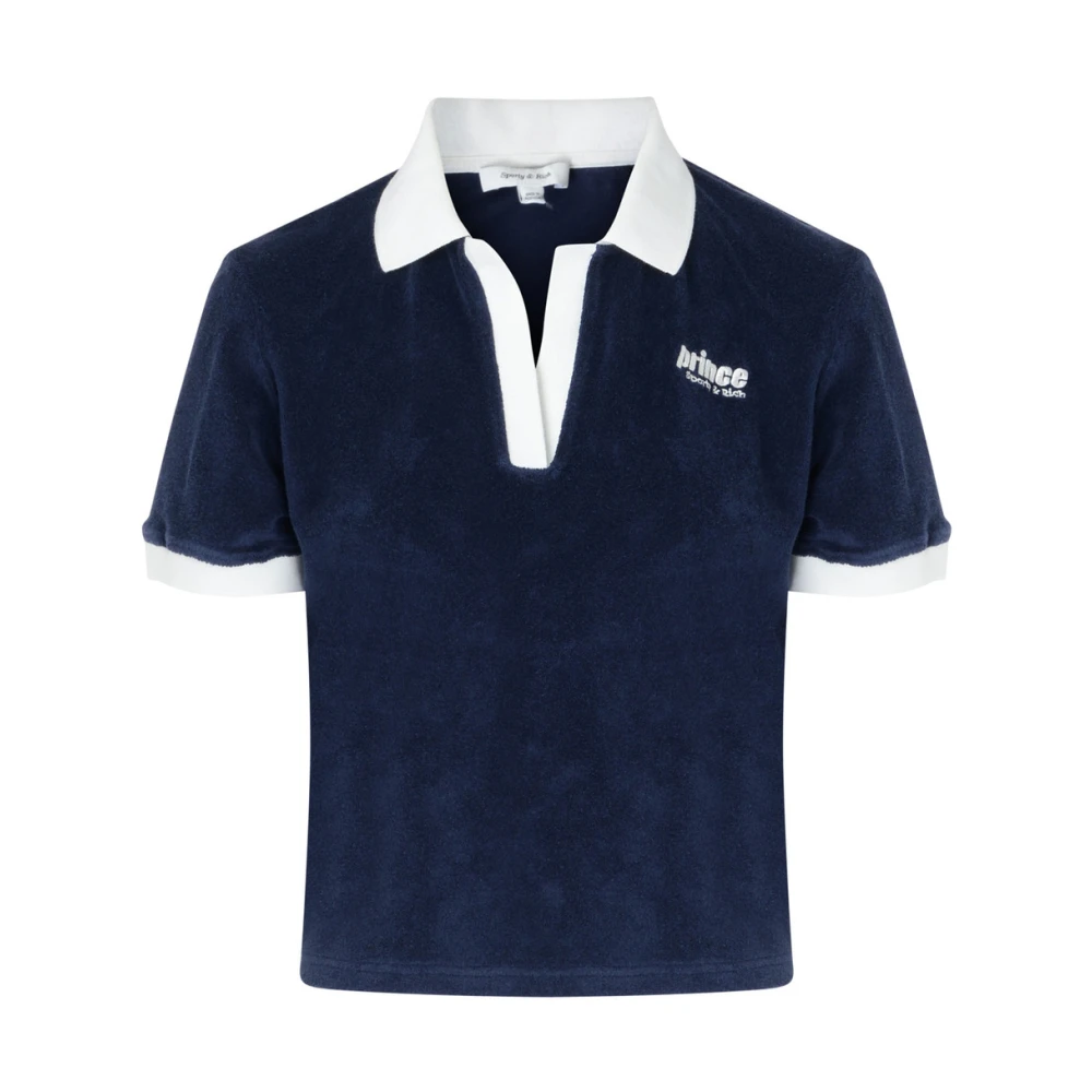 Sporty & Rich Navy Terry Polo Shirt Blue Dames