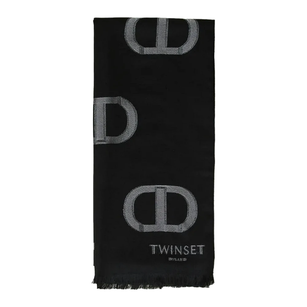 Twinset Elegante Viscose Polyester Blend Stola Black Dames