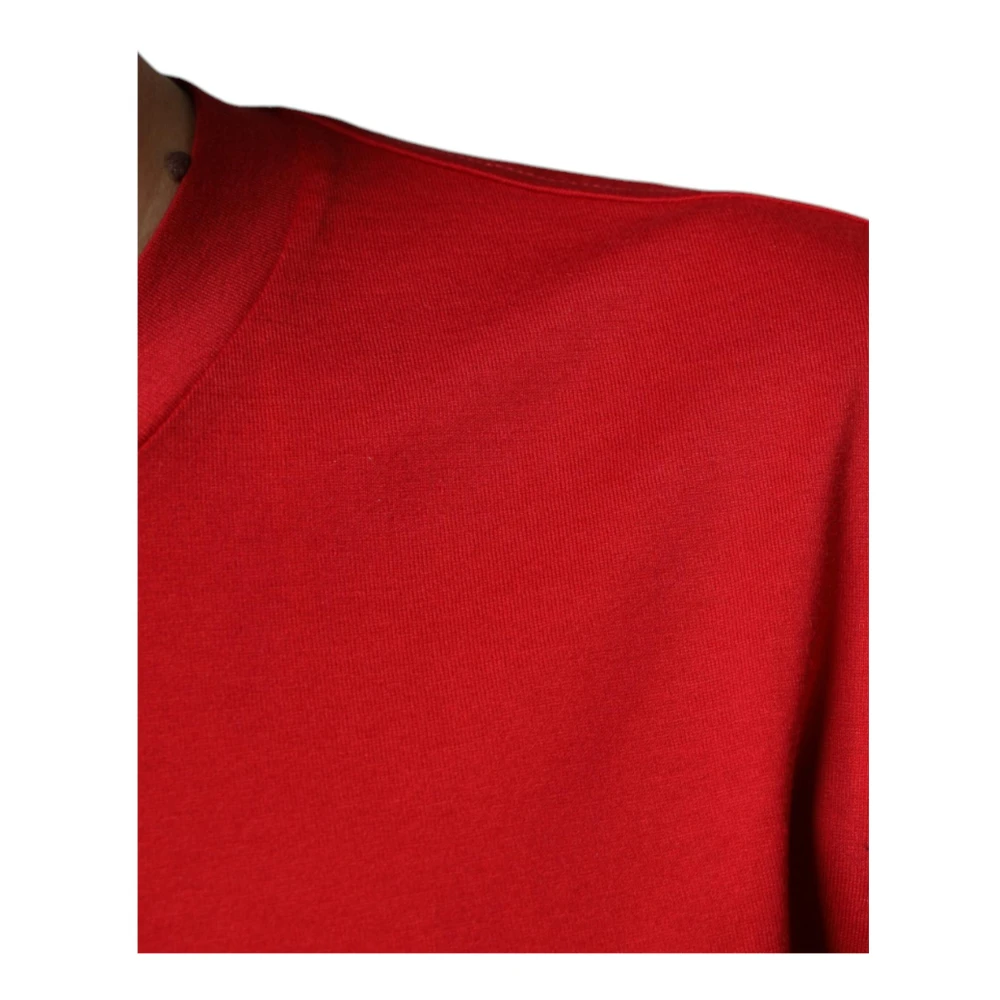 Dolce & Gabbana Rode Katoenen Logo Print T-shirt Red Heren