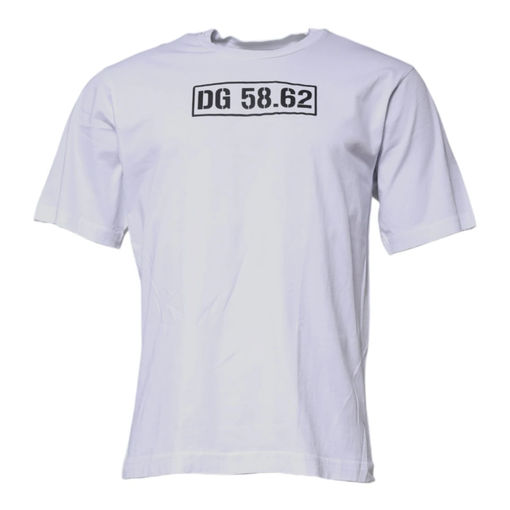 Dolce & Gabbana Women's White Dg Logo Cotton Crew Neck T-Shirt
