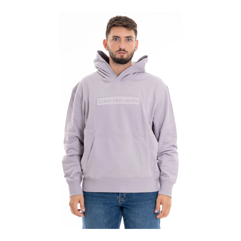 Calvin Klein Jeans Hoodie met borduursel voor mannen Gray Heren