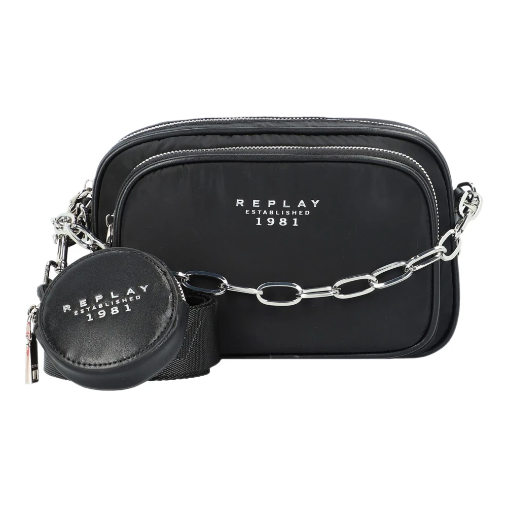 Replay Women's Black Cross Body Bags, One Size, Croc Print Crossbody Bag