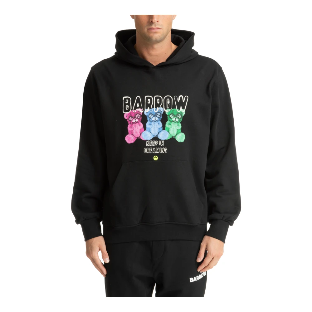 Barrow Sweatshirt met teddy-patroon en logozak Black Heren