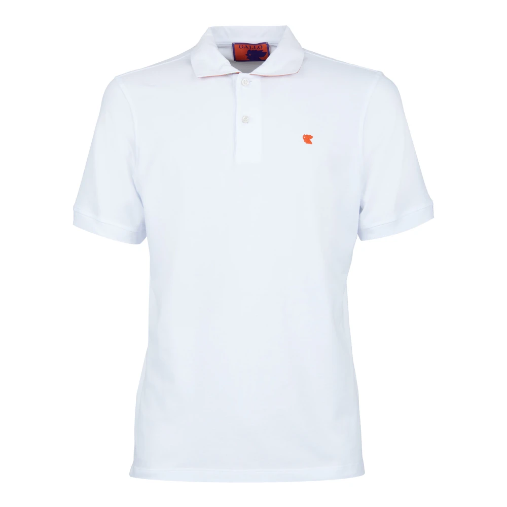 Gallo Italiensk Polo Skjorta Mjuk Stretch Bomull White, Herr