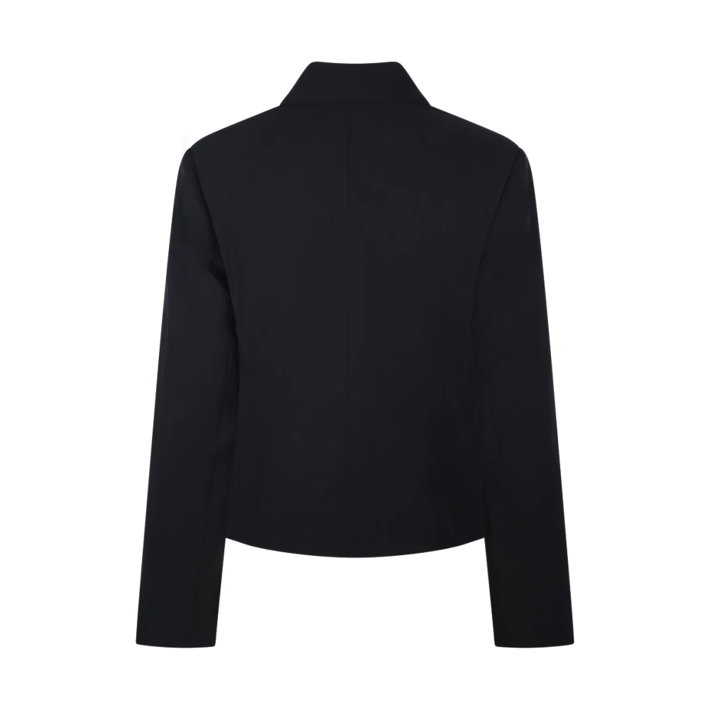 Ganni Zwarte getailleerde blazer in lichte keperstof Black Dames