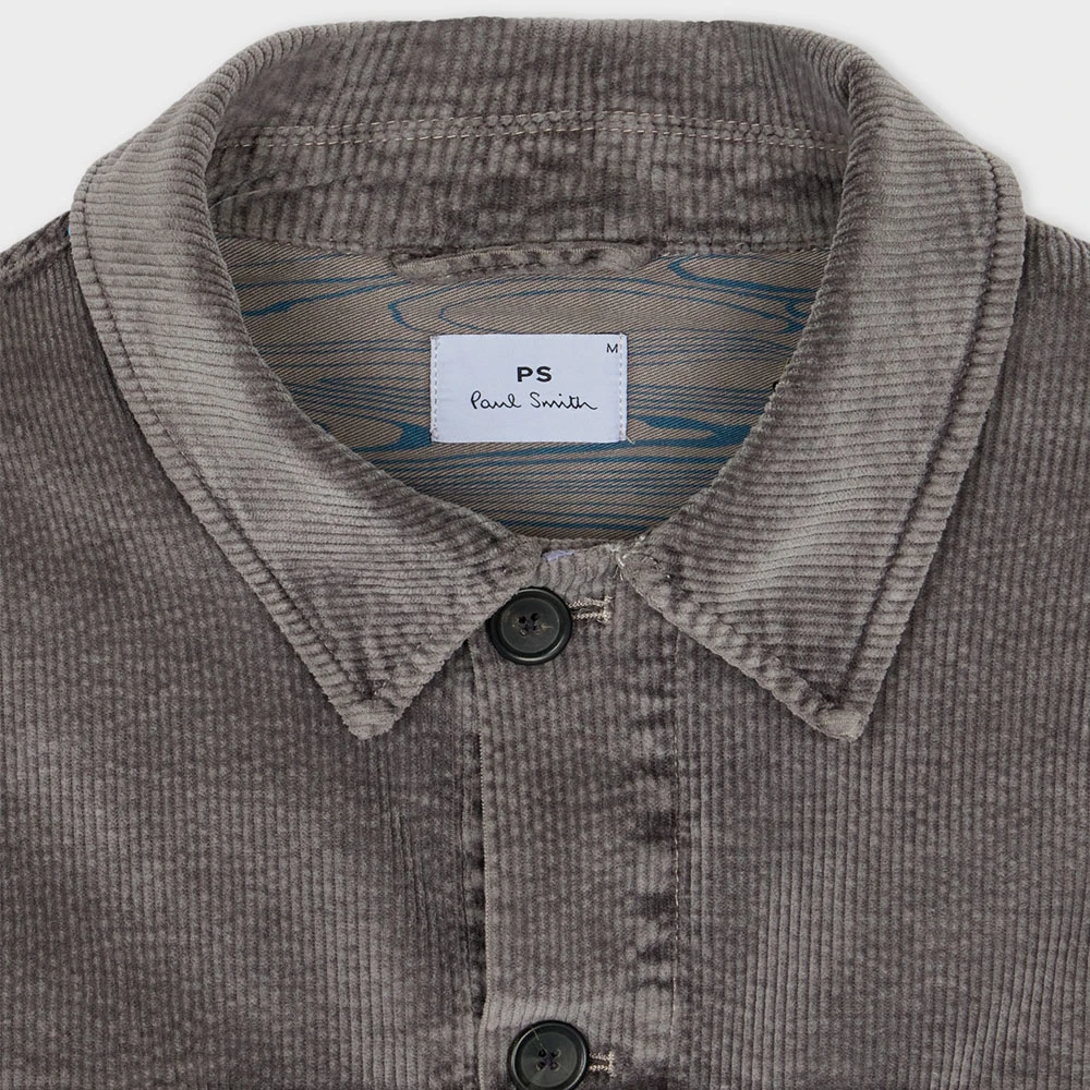 PS By Paul Smith Ribfluwelen overshirt met borstzakken Gray Heren