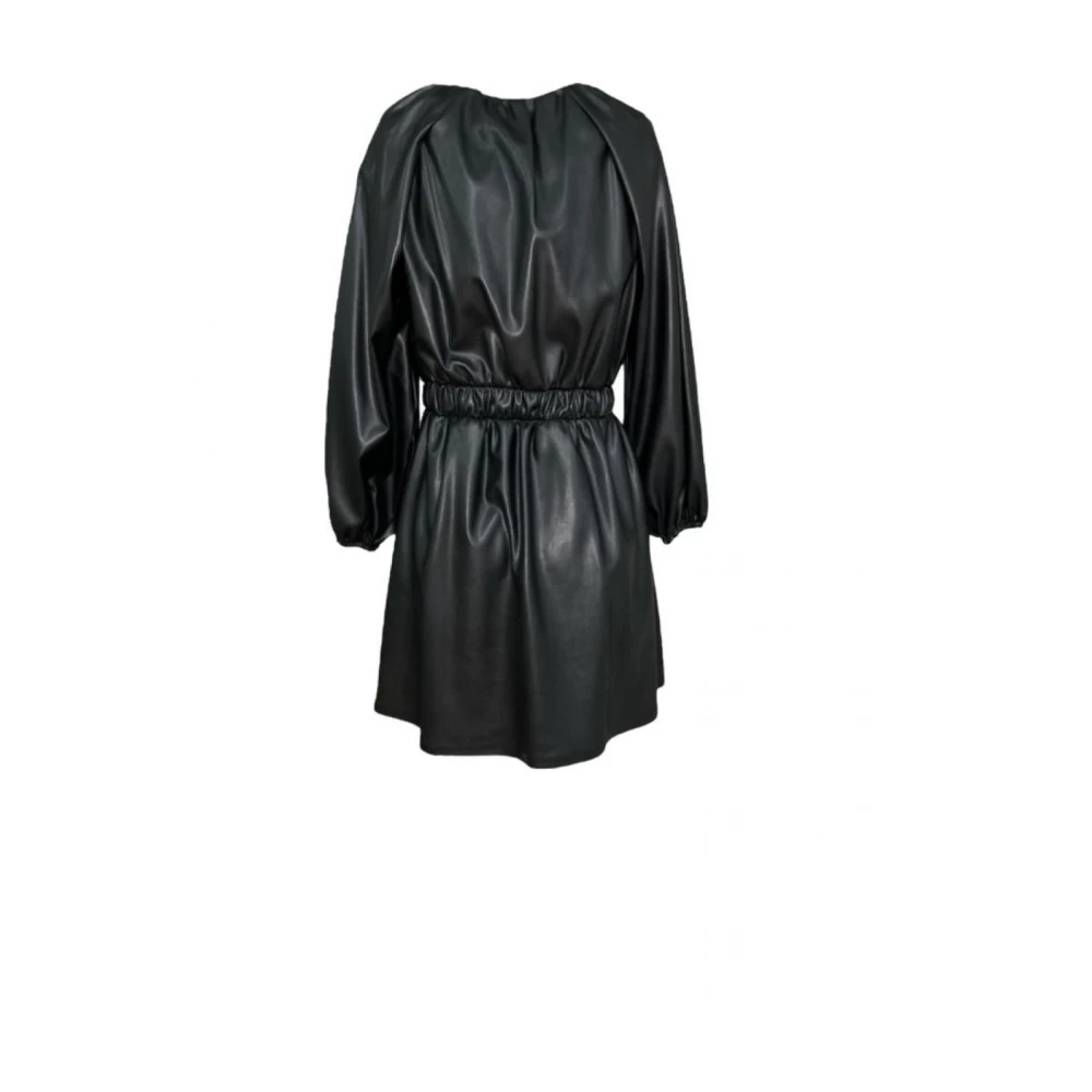 H2O Zwarte imitatieleren jurk met lange mouwen Black Dames