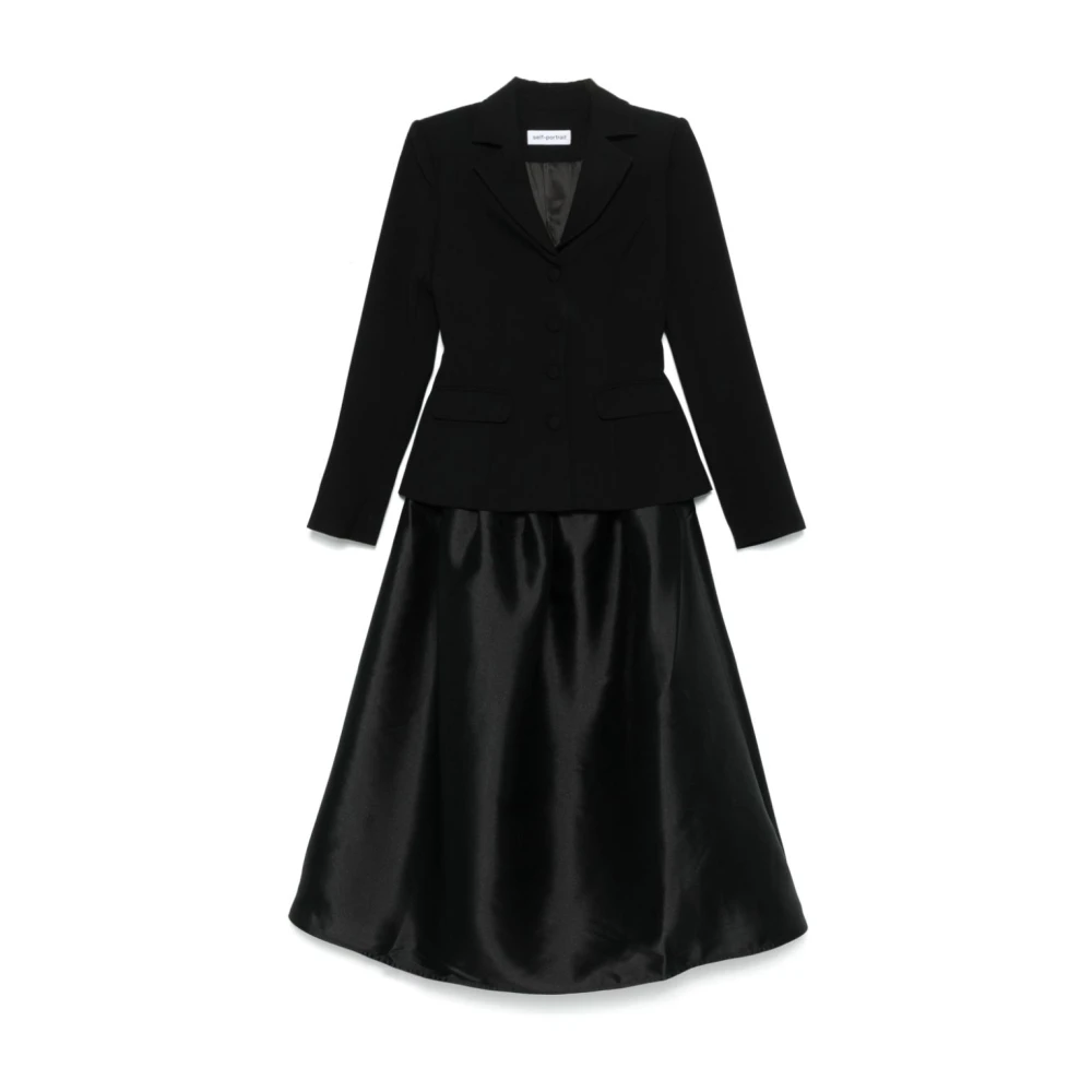 Self Portrait Zwarte Jurk met Knopen en Zakken Black Dames