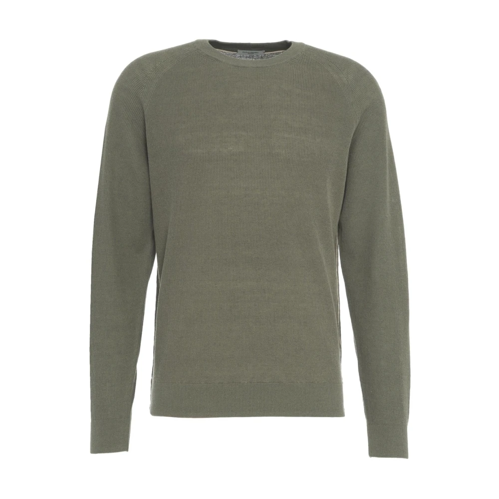 Paolo Pecora Geribbelde crew-neck linnen-katoen trui Green Heren