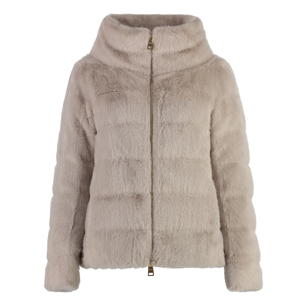 Herno Faux Fur Puffer Jacket Beige Dames