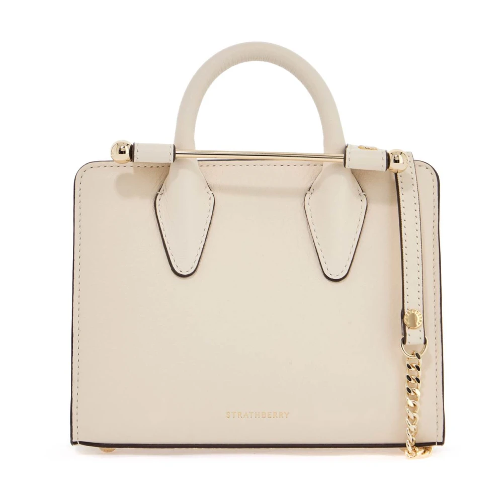 Strathberry Elegante Leren Handtas met Afneembare Band Beige Dames