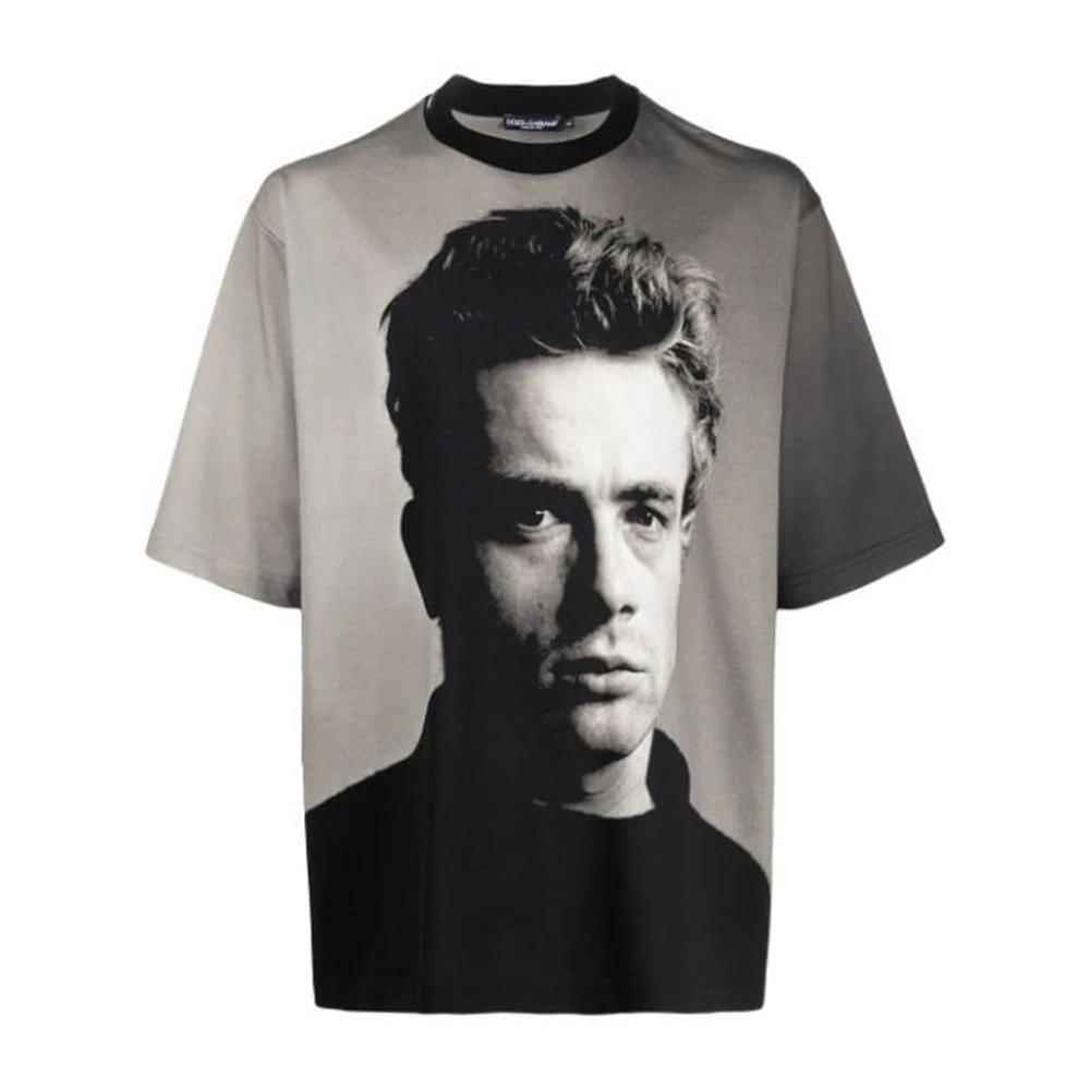 Dolce & Gabbana Zwart T-shirt James Dean Stijl Gray Heren