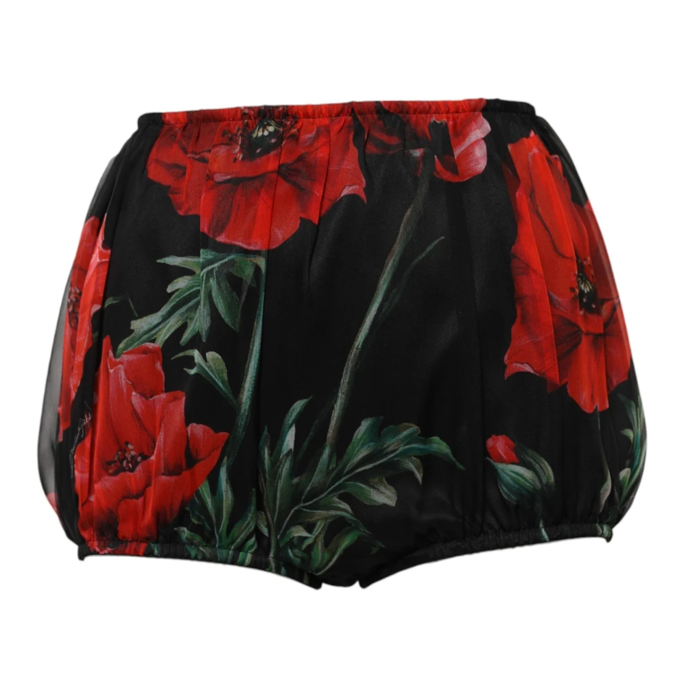 Dolce & Gabbana Women's Black Short Shorts,, Floral High Waist Shorts Extra Small