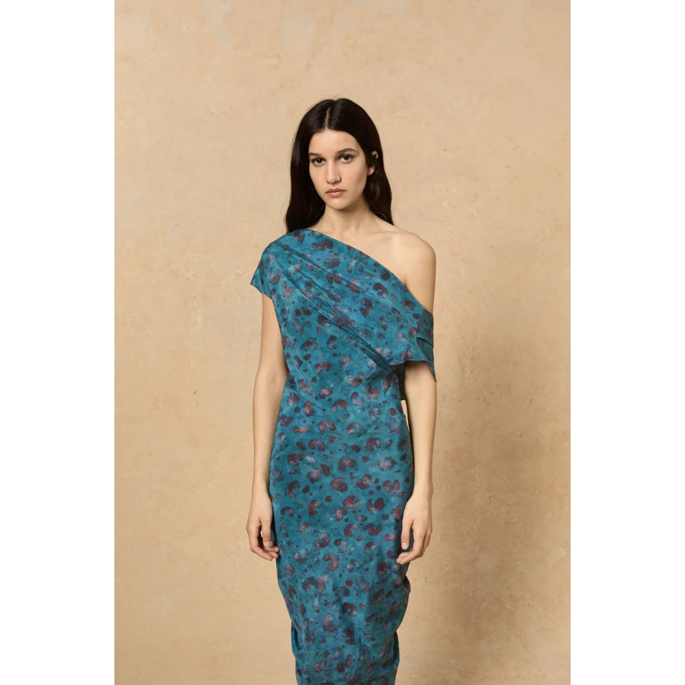 Cortana Zijden Stretch Island Print Midi Jurk Multicolor Dames