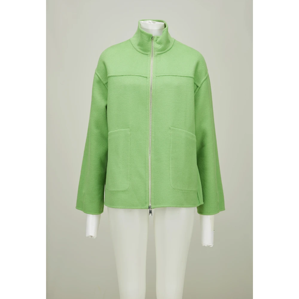 Milestone Doubleface Casual Jack met Opstaande Kraag Green Dames
