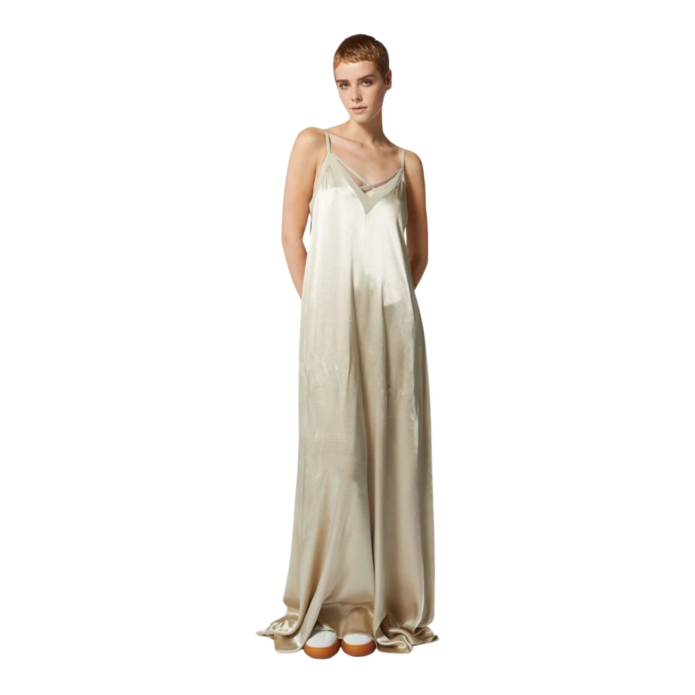 Richmond Vrouw Beige Kleedjes Dames, Xs, Satijn, Lange Satijnen Jurk Met Dunne Bandjes