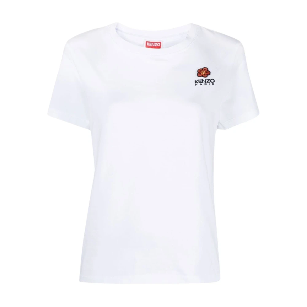 Kenzo Logo-geborduurd Katoenen T-shirt White Dames